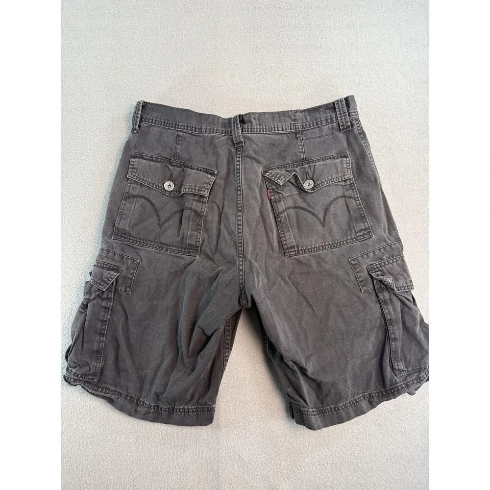 y2k Levi's Strauss Cargo Shorts Mens 36 Gray Canvas Relaxed Fit 11 Inseam Summer